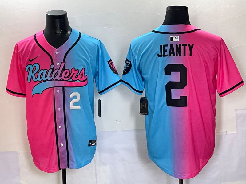 Men 2025 Oakland Raiders #2 Jeanty Blue pink Nike Limited NFL Jersey 003